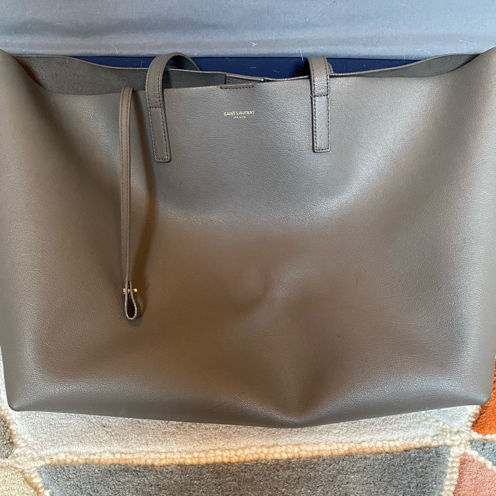 Used Saint Laurent Shopping Tote in Stone Grey